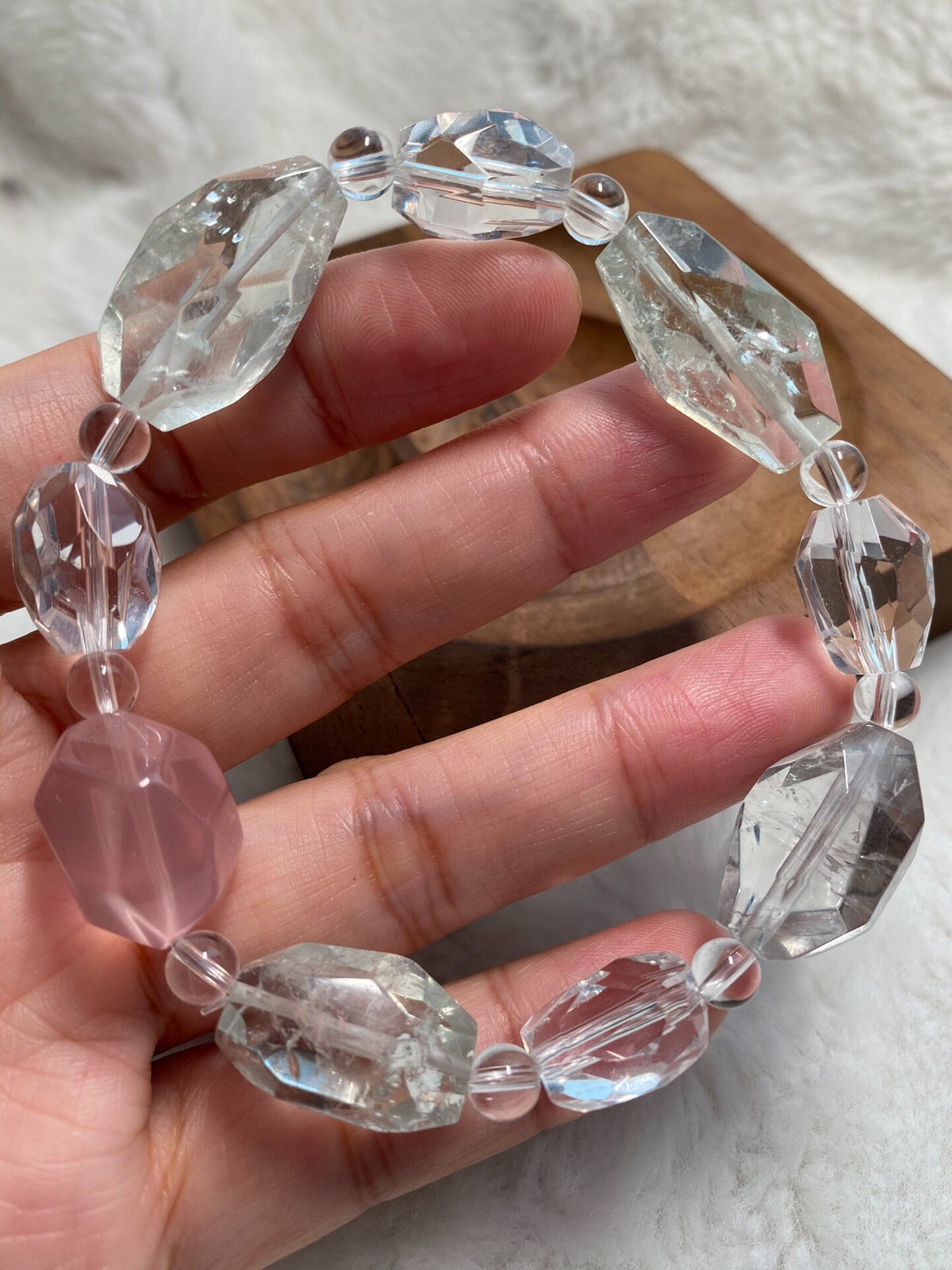Natural Crystal Beaded Bracelet Mixed Colors