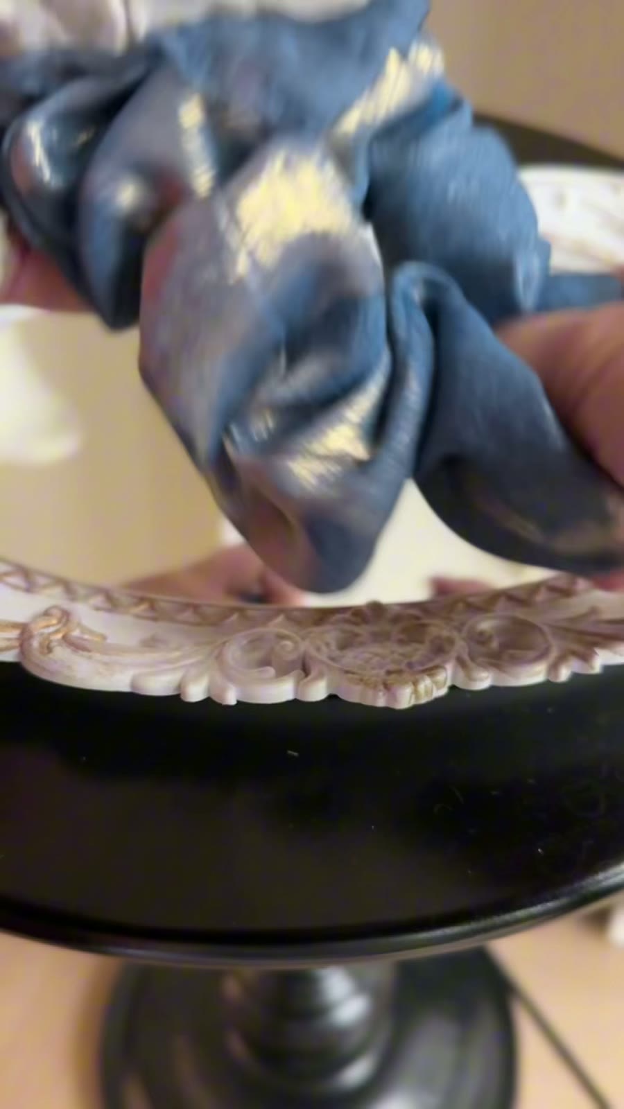 Large Fabric Scrunchie with Blue Rose Design