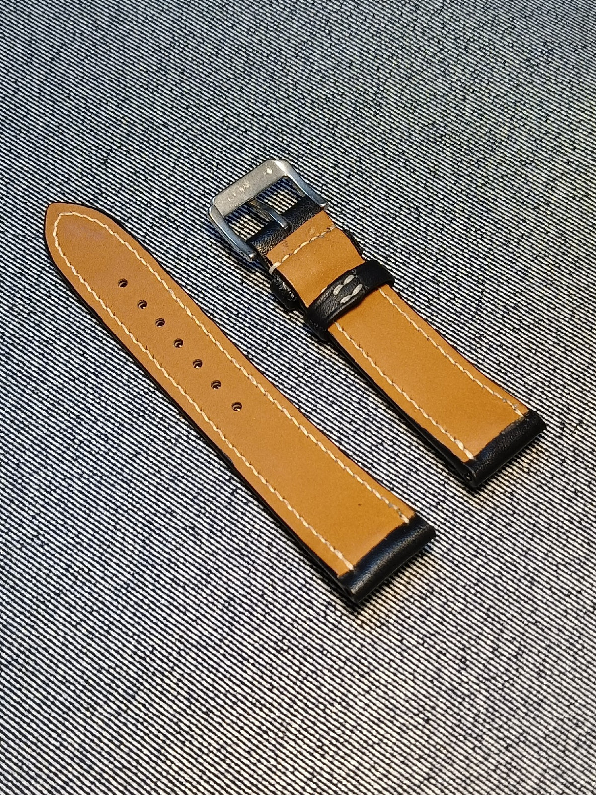Black Leather Watch Strap 21mm to 18mm