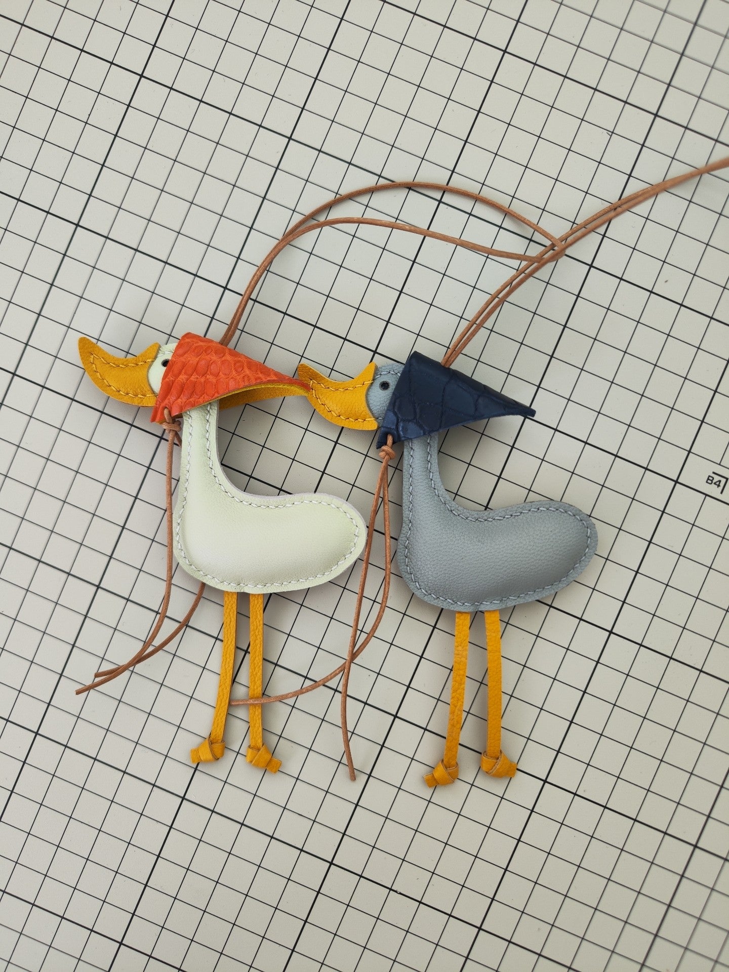 Handmade Leather Lucky Duck Keychain Bag Charm