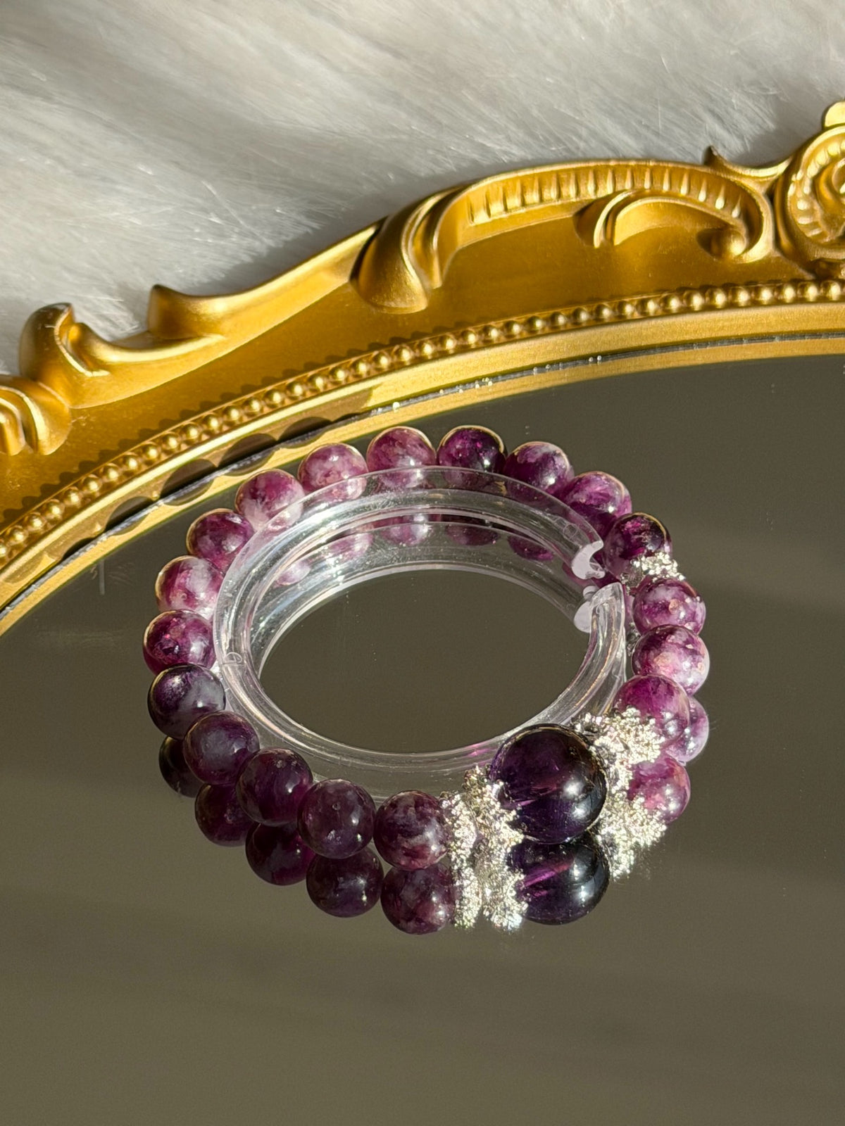 Natural Amethyst Crystal Bead Bracelet 9.8mm