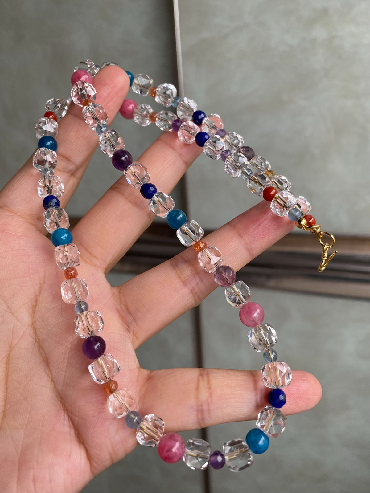 Multi Gemstone White Crystal Beaded Necklace