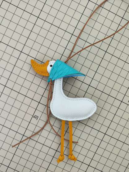 Handmade Leather Lucky Duck Keychain Bag Charm