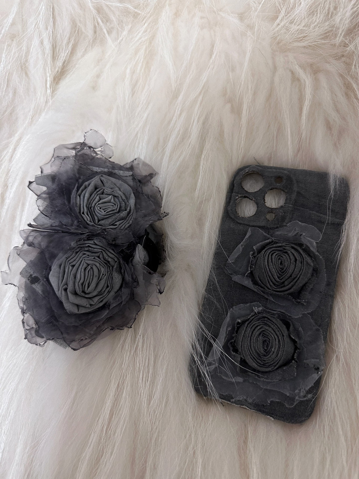 Plant-Dyed Fabric Rose Hair Claw Clip