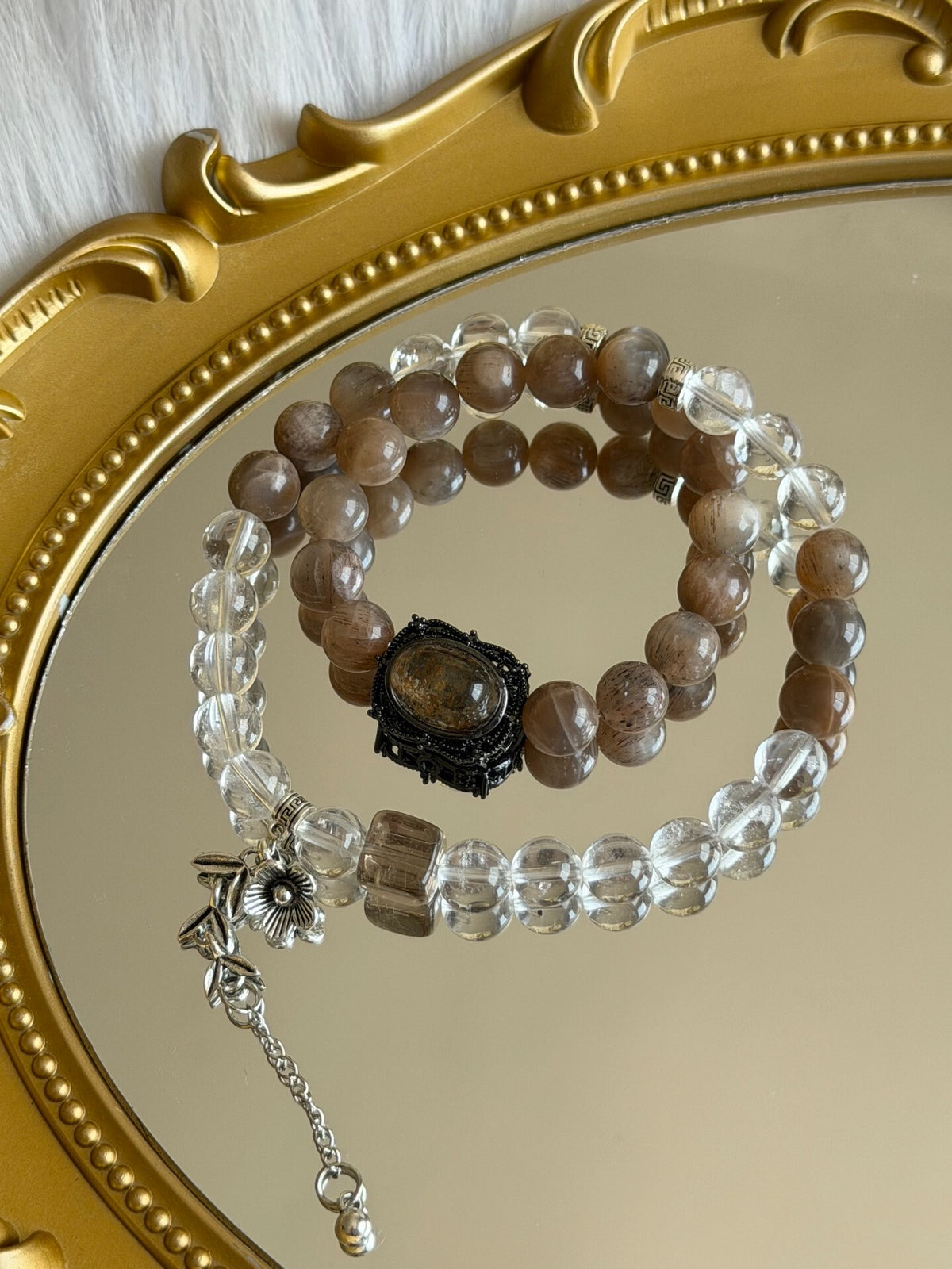 Bracelet double tour Pierre de Soleil et Quartz Clair