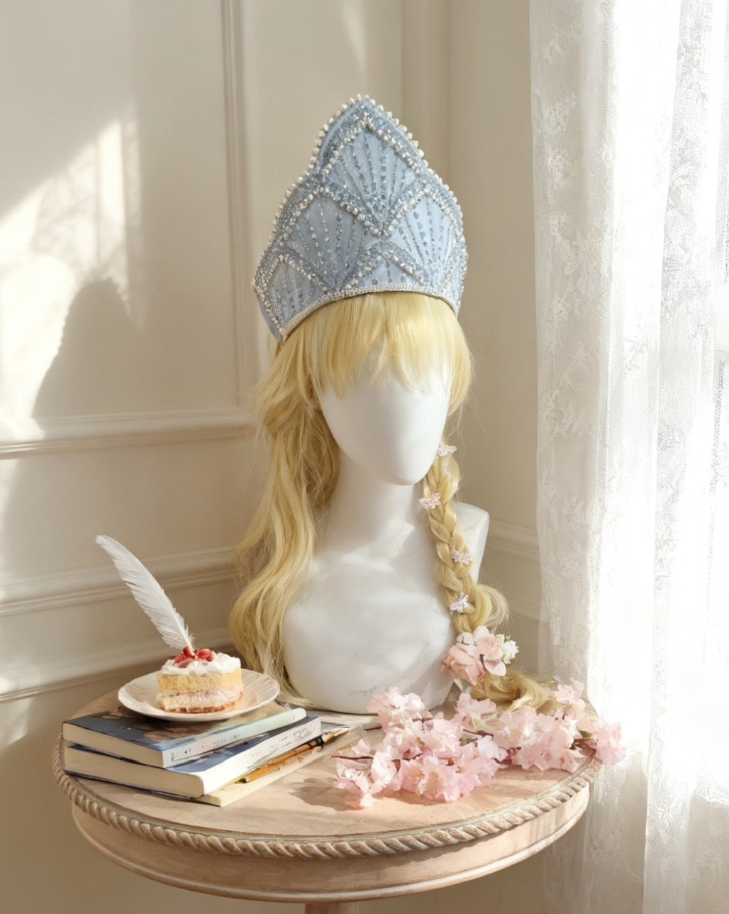 Blue Mermaid Scale Lolita Tudor Crown Headpiece
