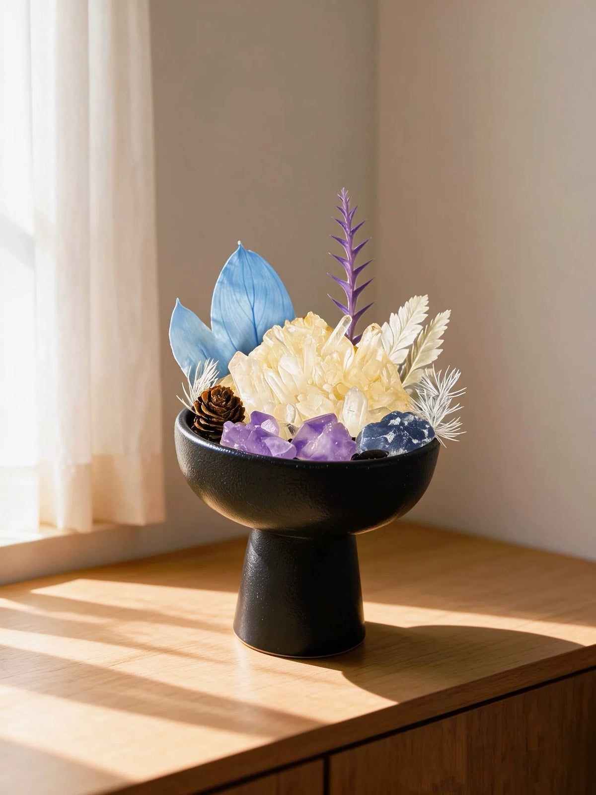 Crystal Bonsai-dekoration med vit kvartskluster