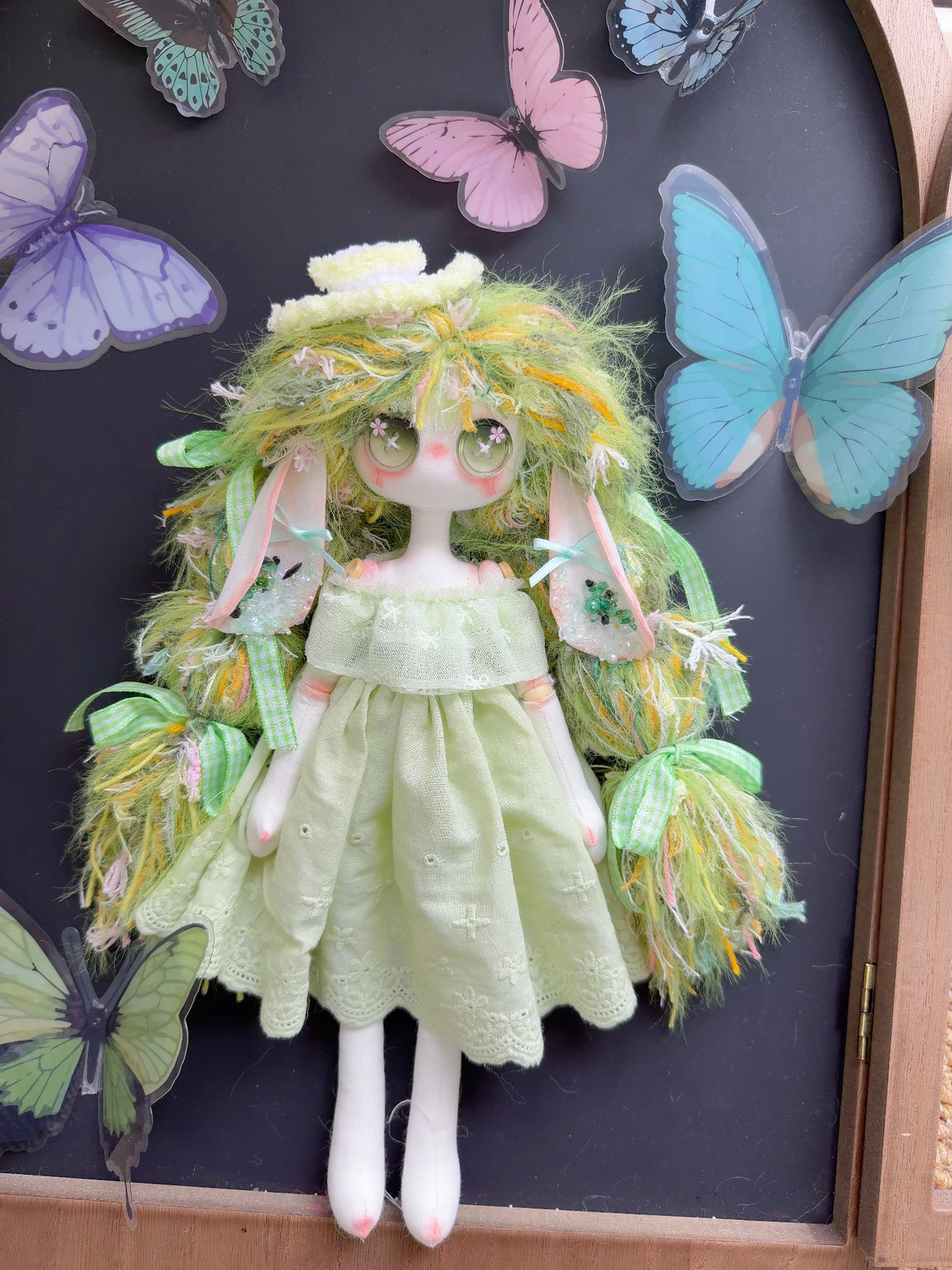 Handmade Art Doll with Bunny Ears