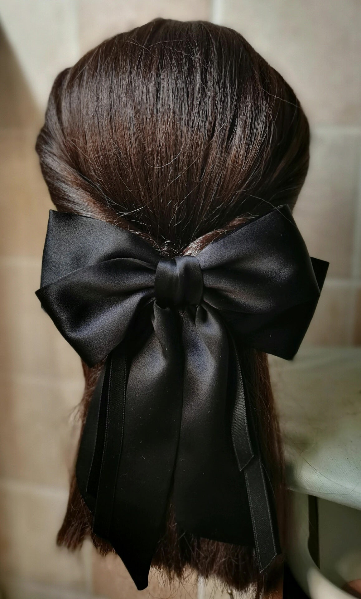 Handcrafted Black Silk Bow Hair Clip