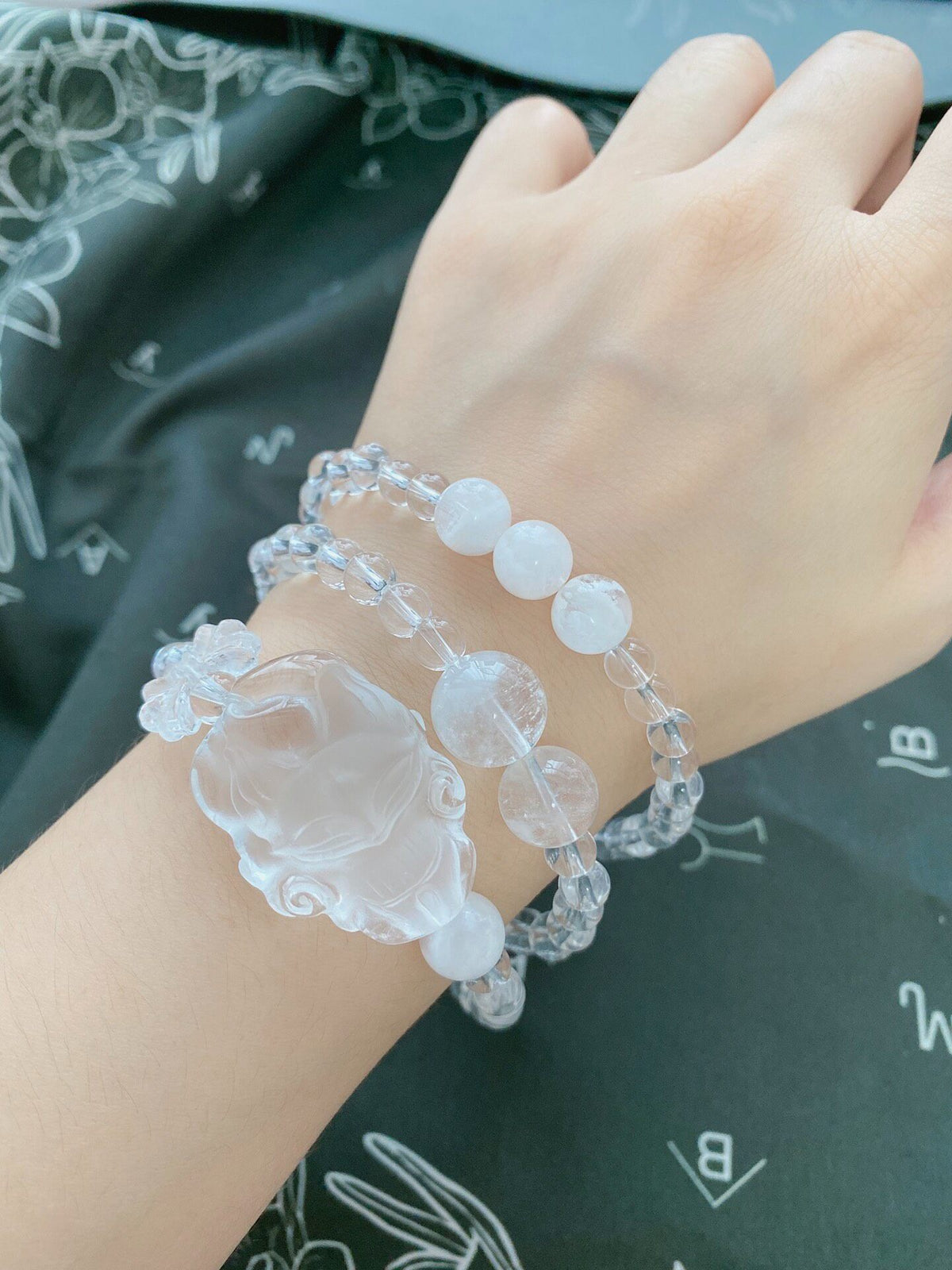Bracelet Cristal Trois Boucles Pendentif Renard