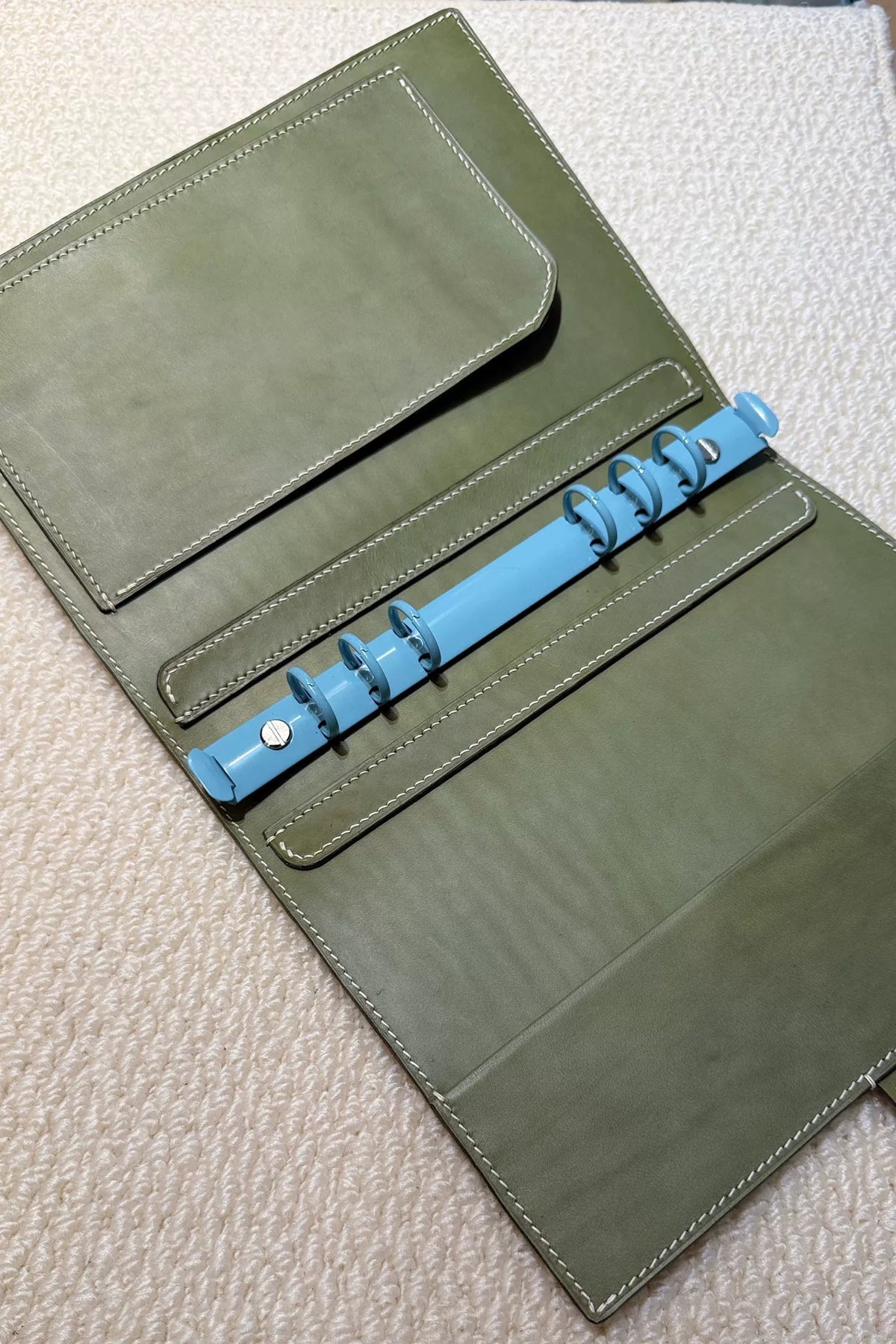 A5 Plannerhoes handgestikt Italiaans leer