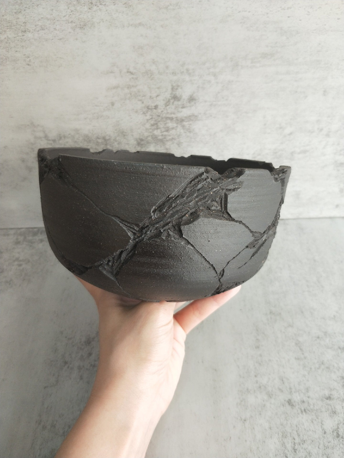 Handcrafted Charcoal Gray Ceramic Bowl