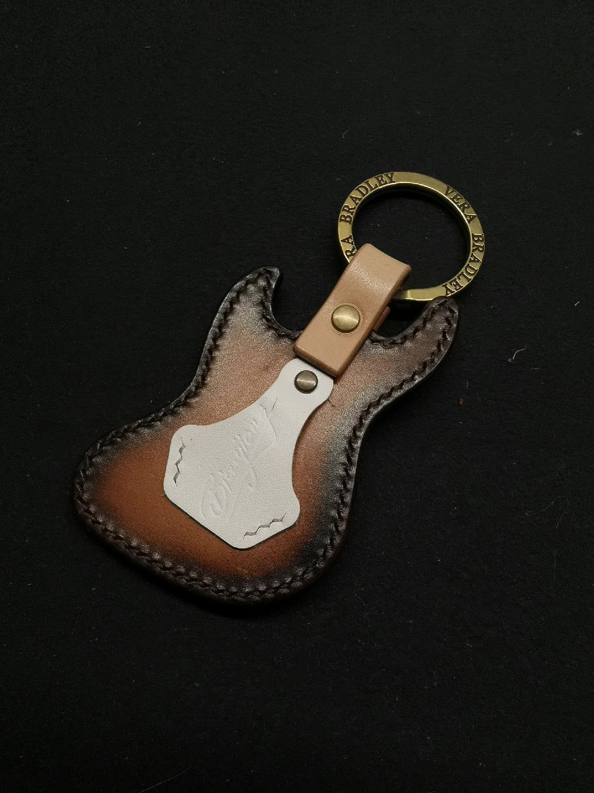 Handmade Leather Electric Guitar Keychain Bag Charm