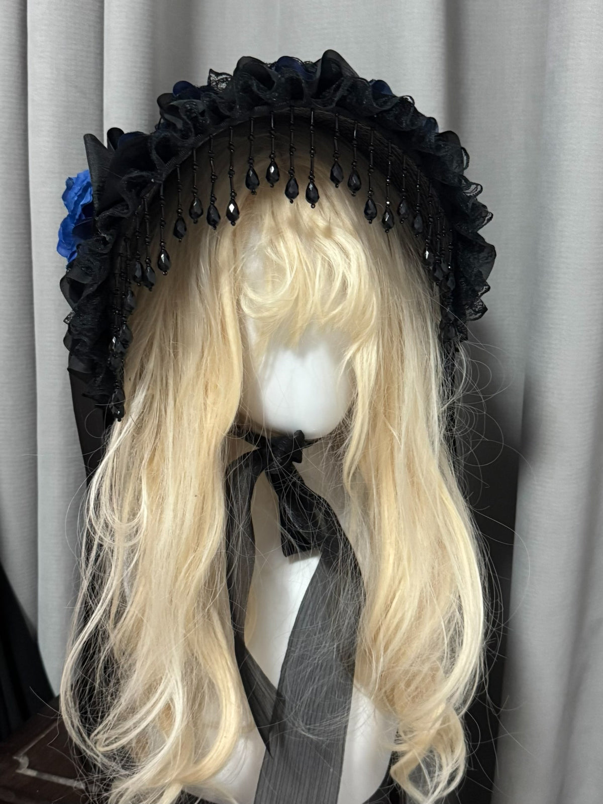 Handmade Lolita Pearl Fringe Gothic Hat