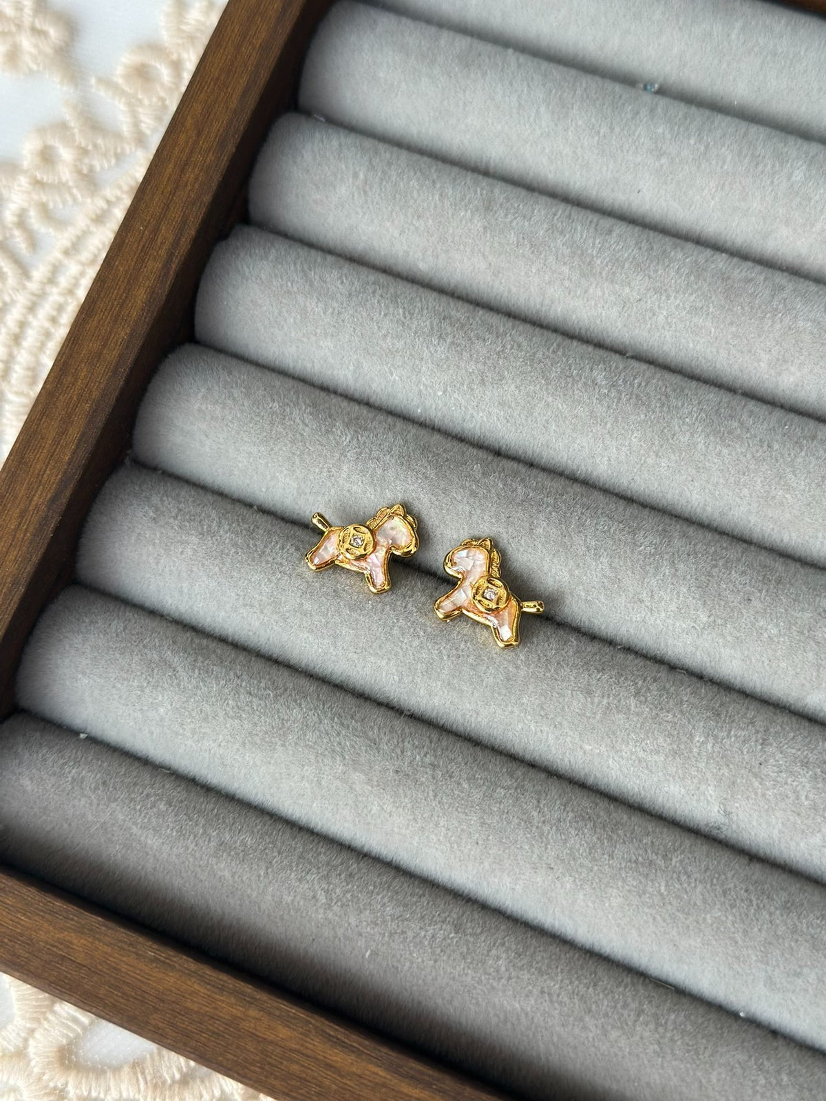 Mother-of-Pearl Horse Stud Earrings