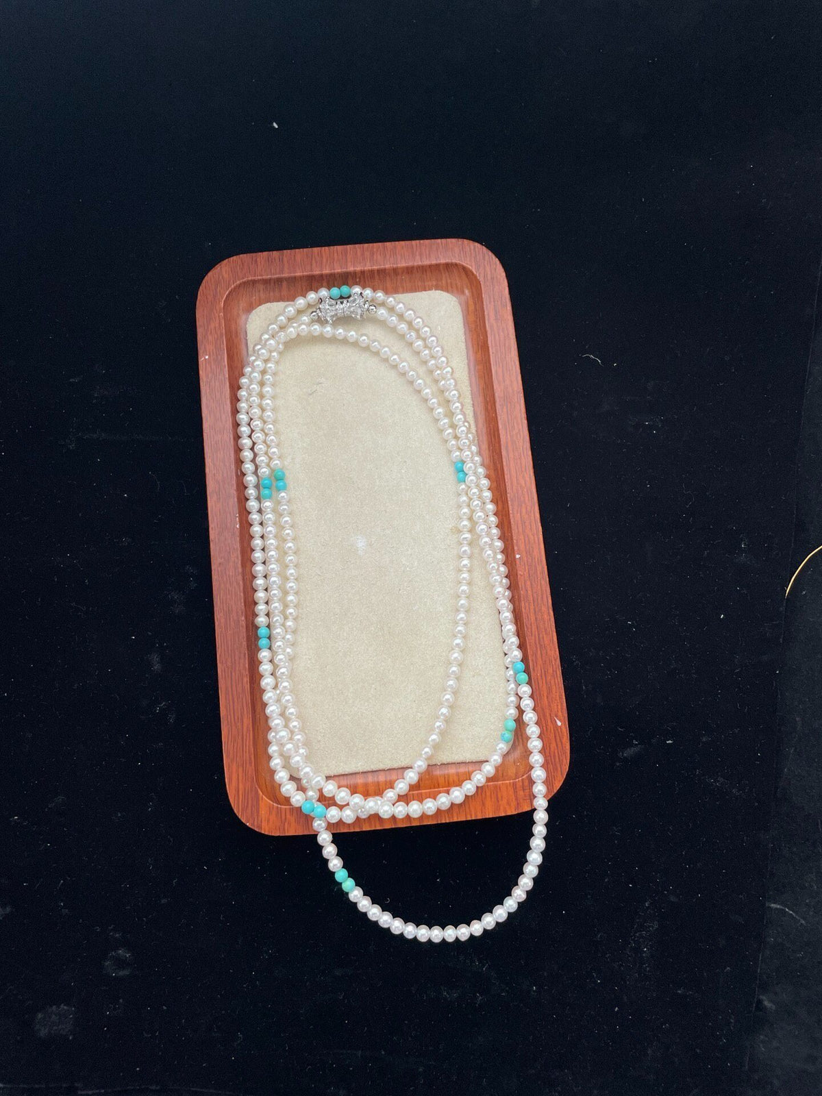 Natural Pearl Turquoise Bead Sweater Chain