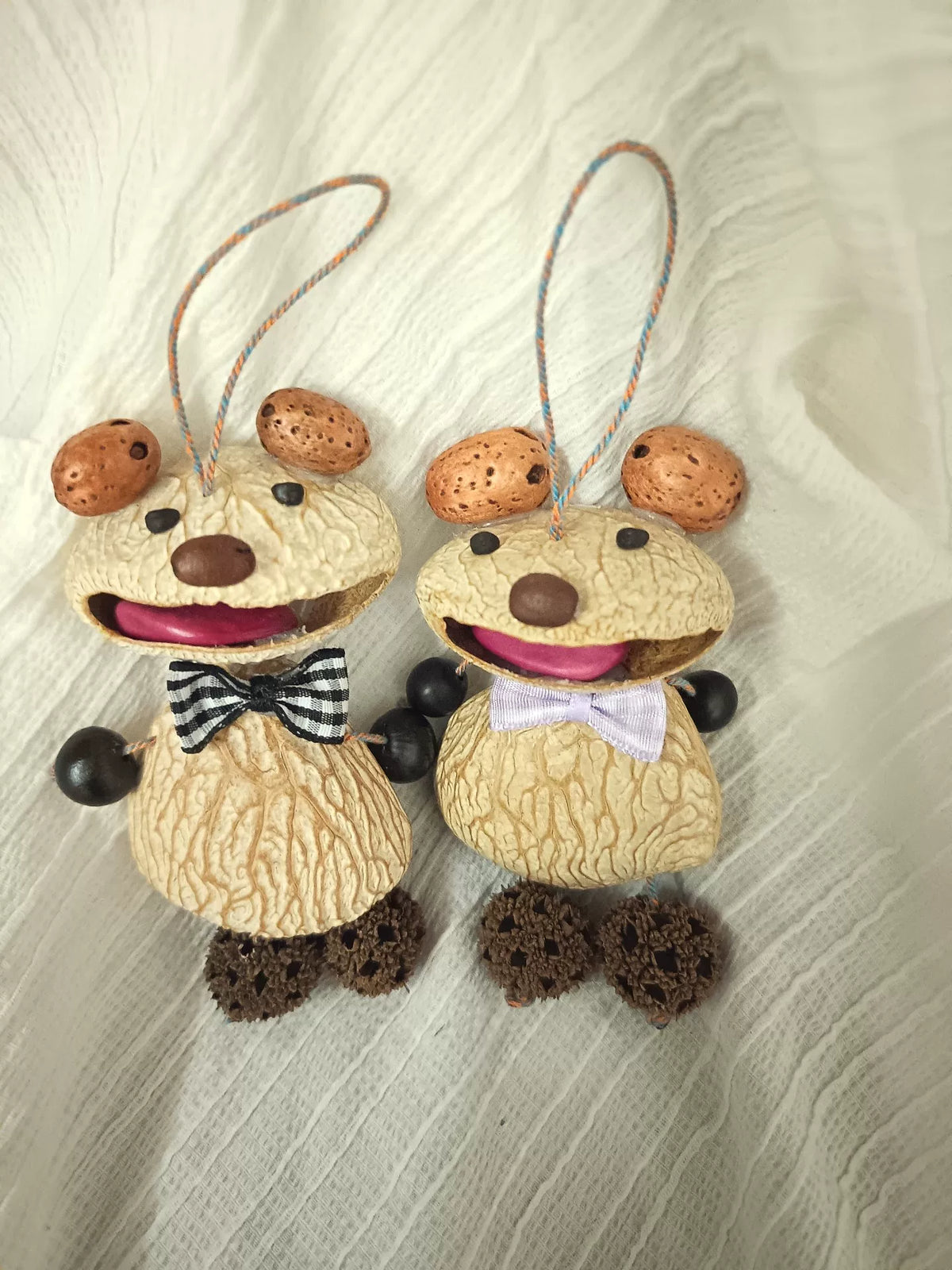 Handmade Bear Shell Rattle Ornament