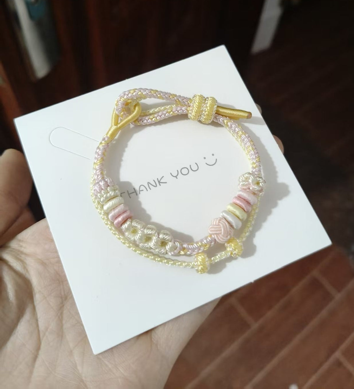 Handmade Gradient Braided Bracelet with Flowers