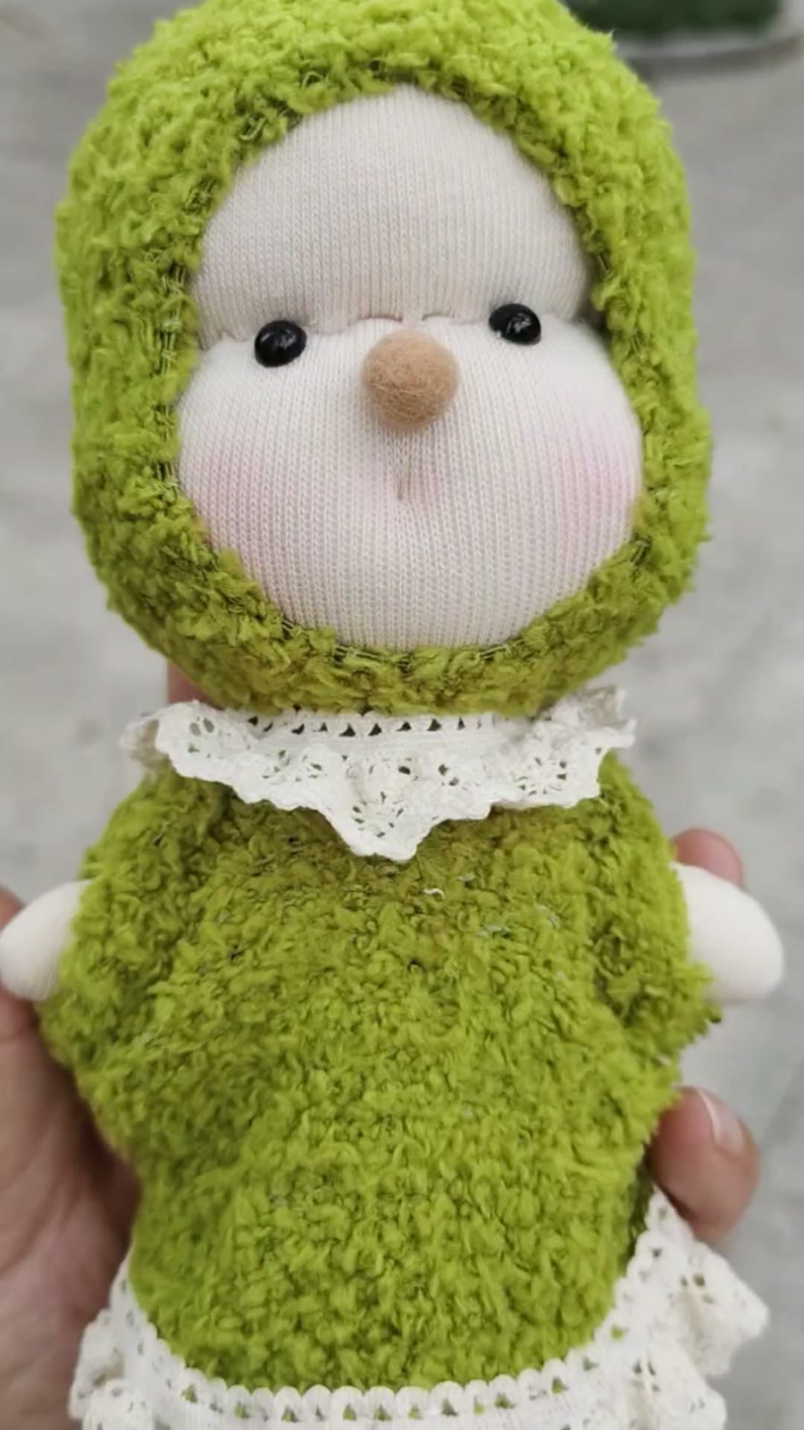 Handmade Green Sock Doll Pendant