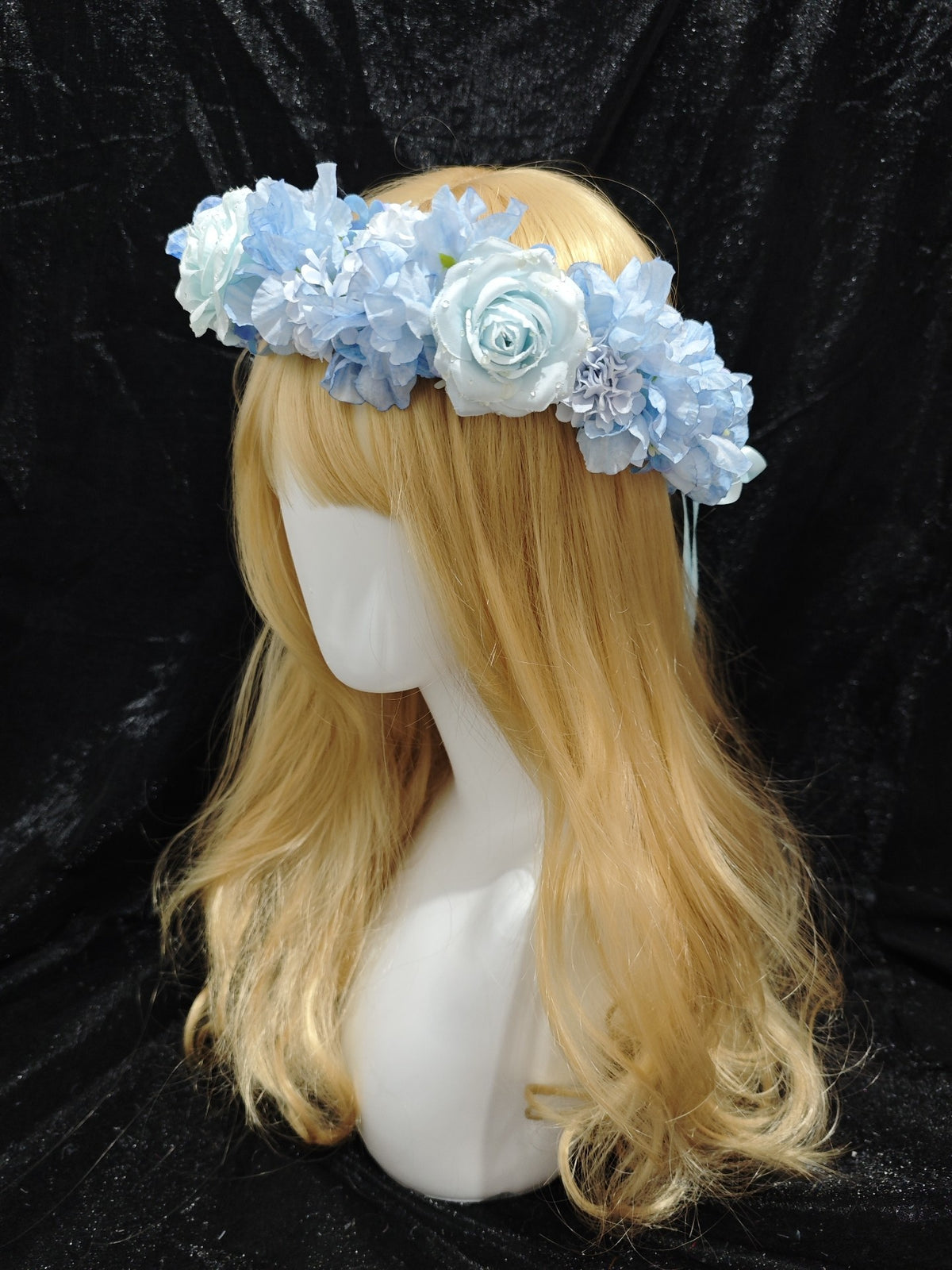 Handmade Blue Flower Crown Concert Headpiece