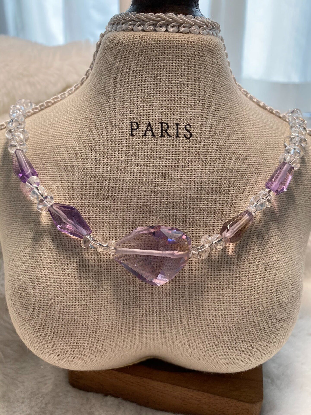Clear Quartz Amethyst Beaded Necklace