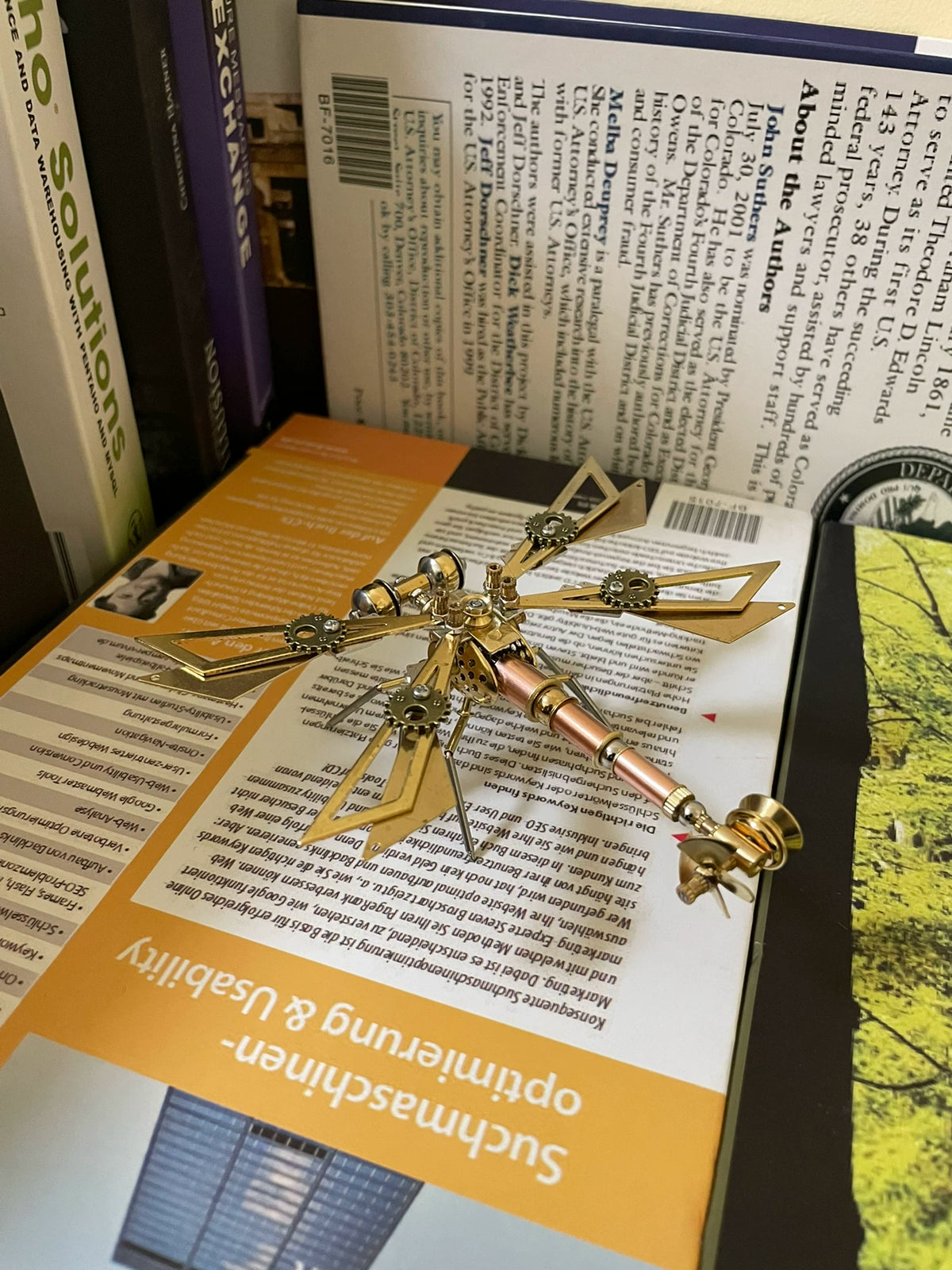 Steampunk Brass Dragonfly Captain Sculpture
