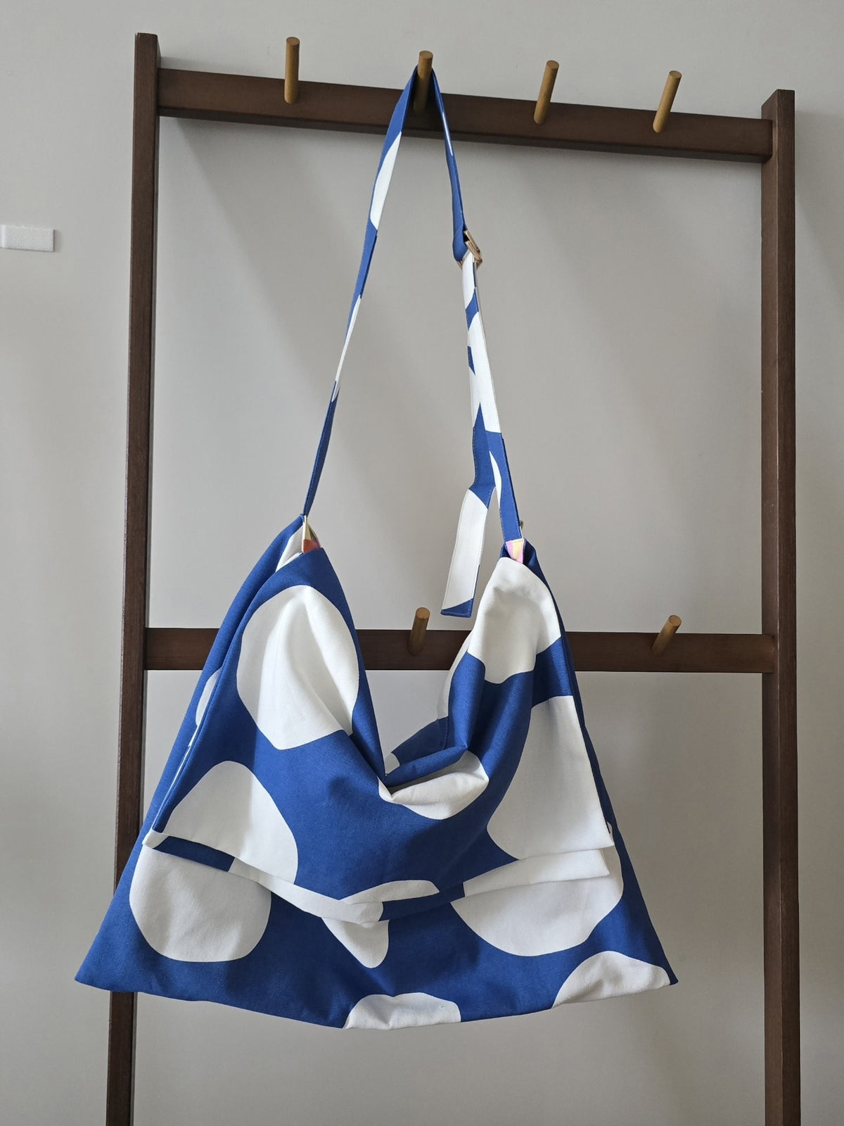 Blue Polka Dot Canvas Tote Bag