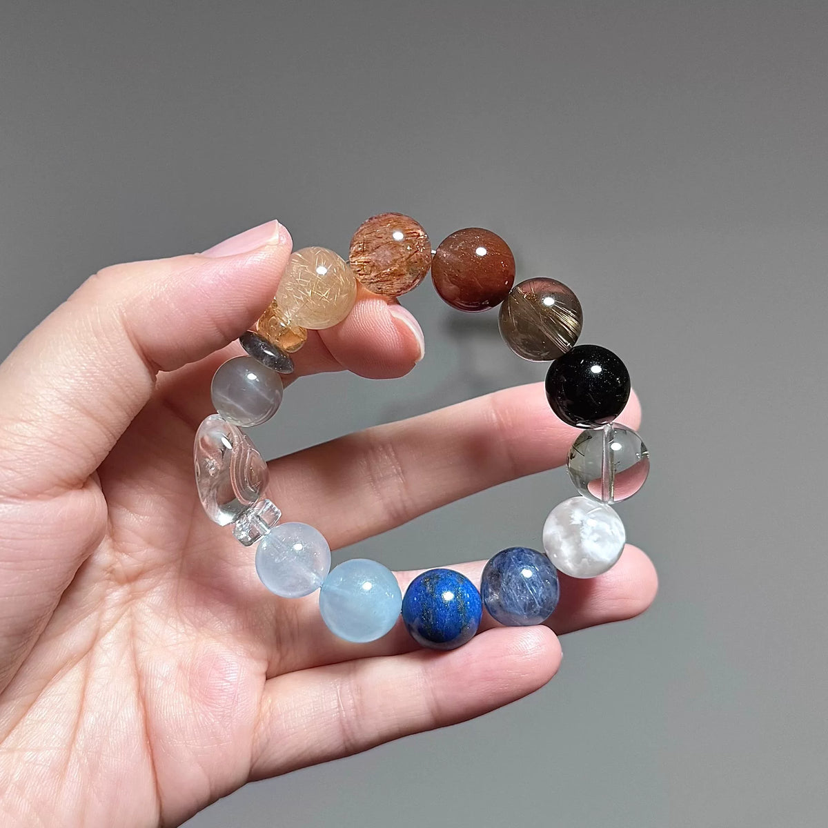 Aquamarin-Blautazaz-Kyanit Kristallarmband