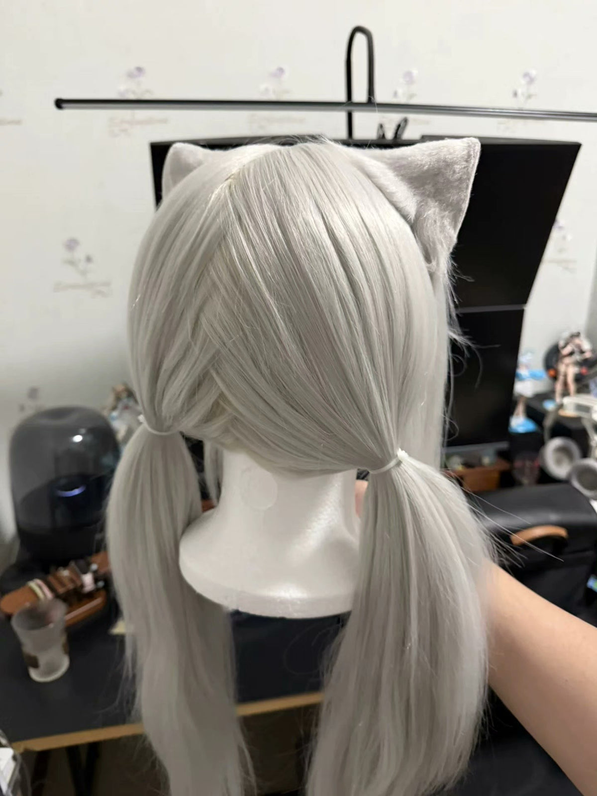 Plush Cat Ears on Silver Headband