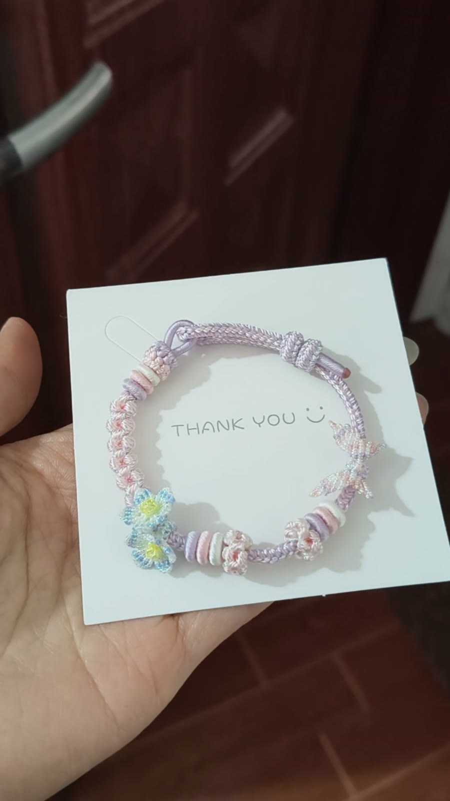 Handwoven Pink Lavender Gradient Cord Bracelet