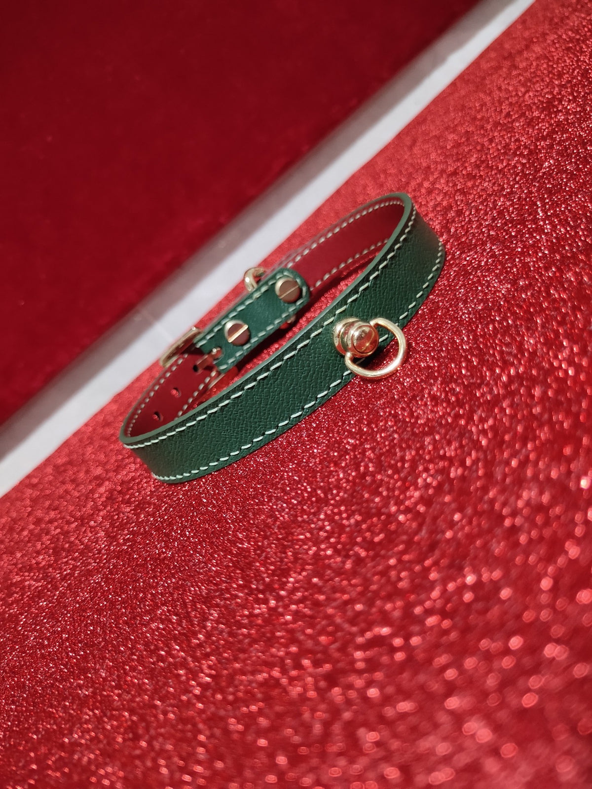 Emerald Green Leather Pet Collar