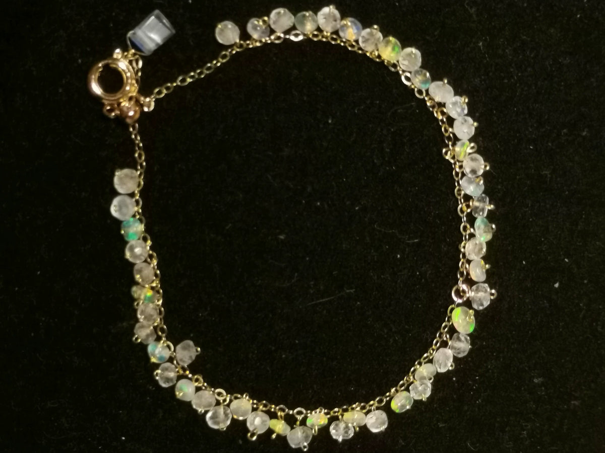 Natural Opal Moonstone Adjustable Charm Bracelet