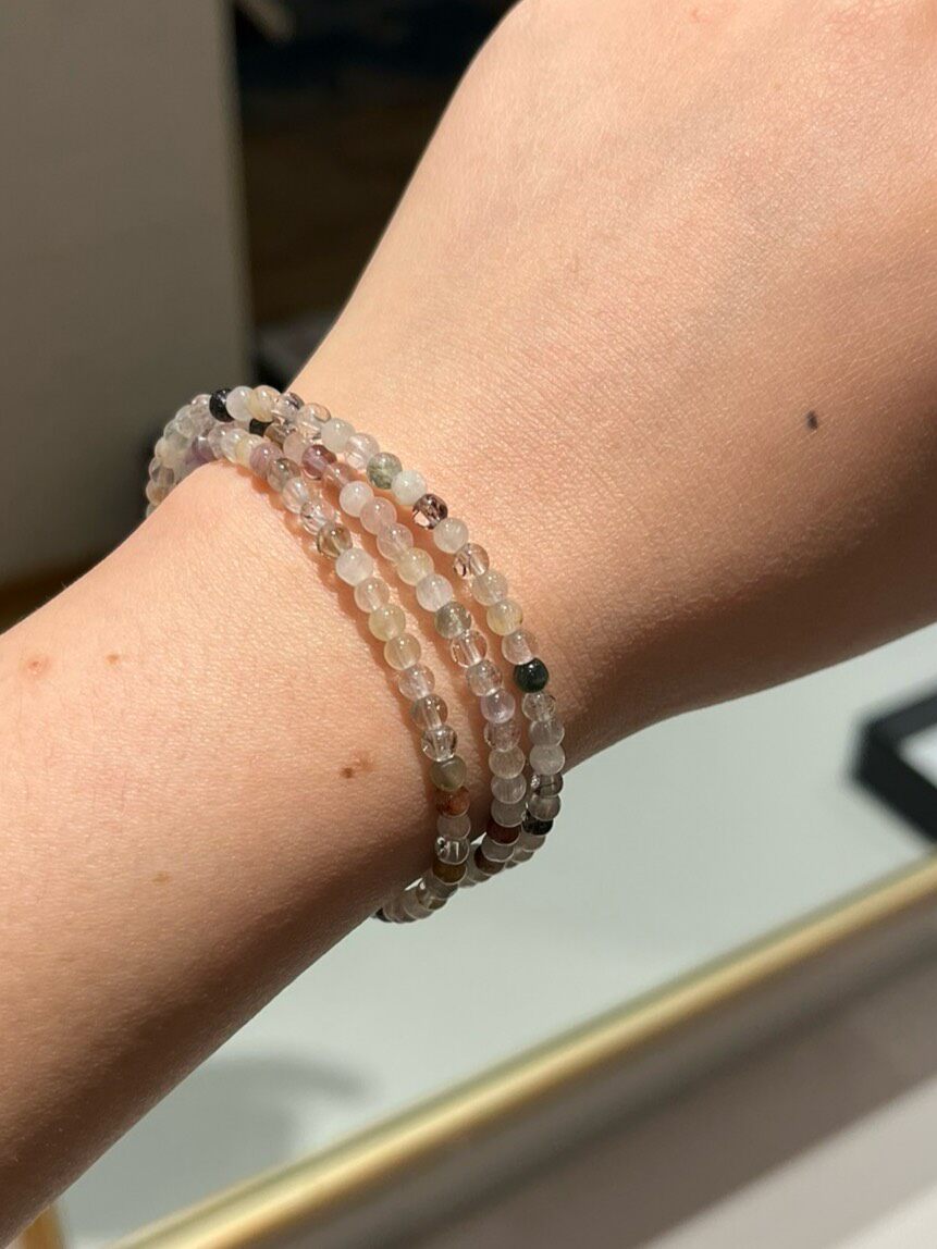 Bracelet en Agate Poil de Lapin à Triple Tour