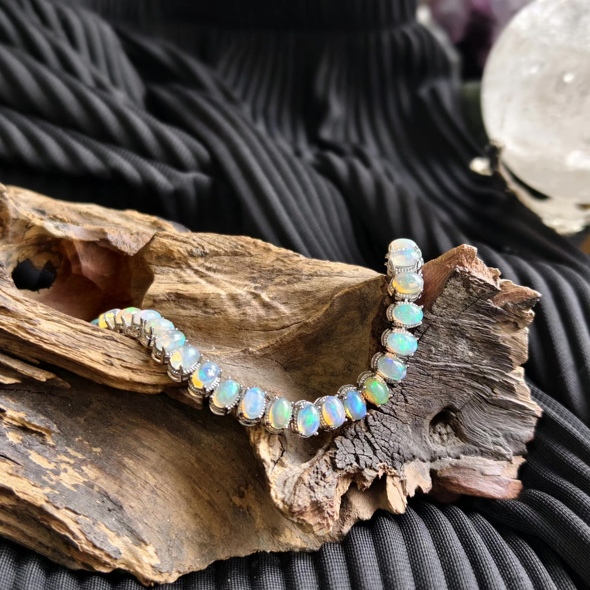 Opal Sterling Silver Bracelet 7mm