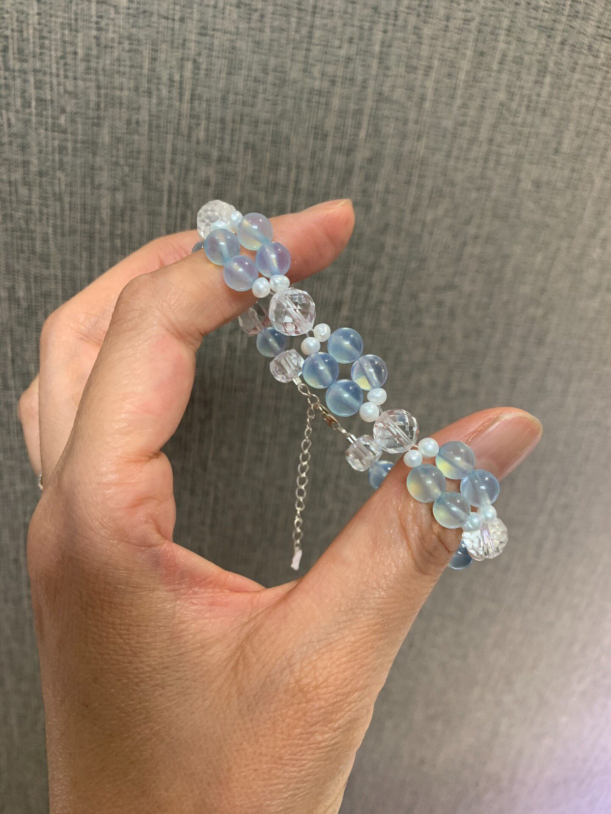 Aquamarine Freshwater Pearl Bracelet 925 Silver