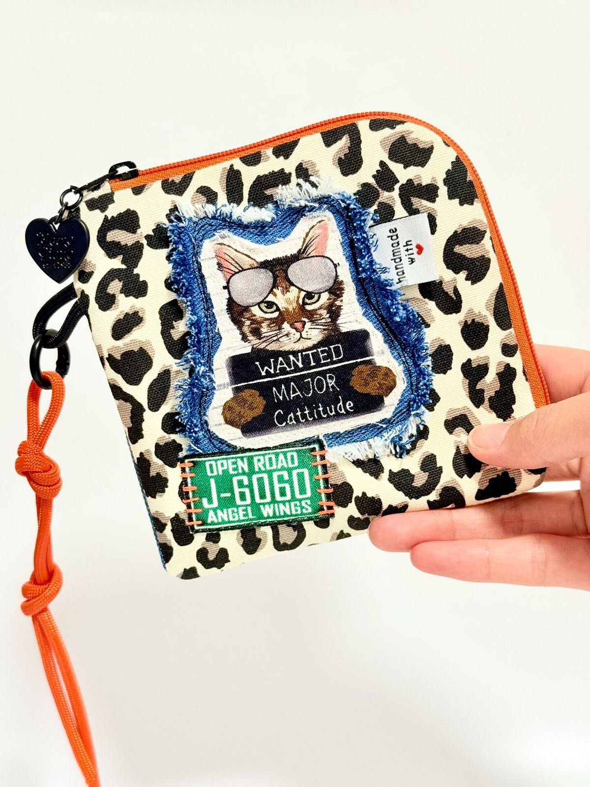 Handmade Patchwork Storage Bag Leopard Denim