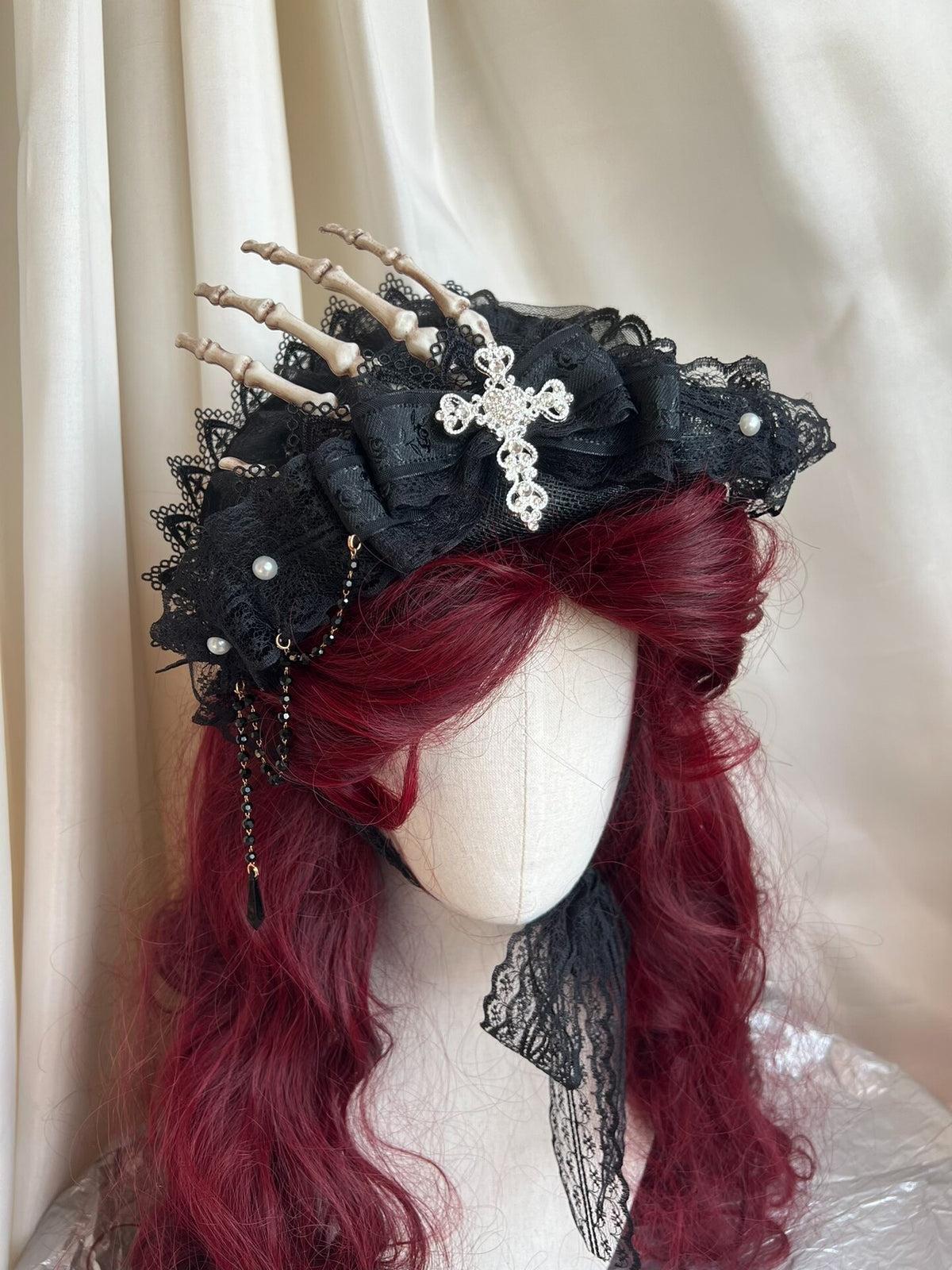 Black Lace Gothic Skeleton Hat