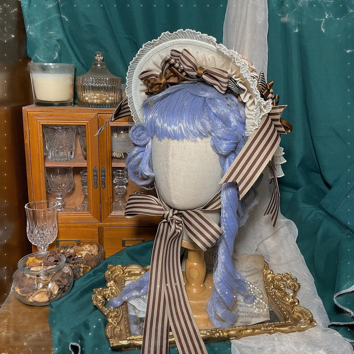 Lolita Flat Hat with Ruffled Brim