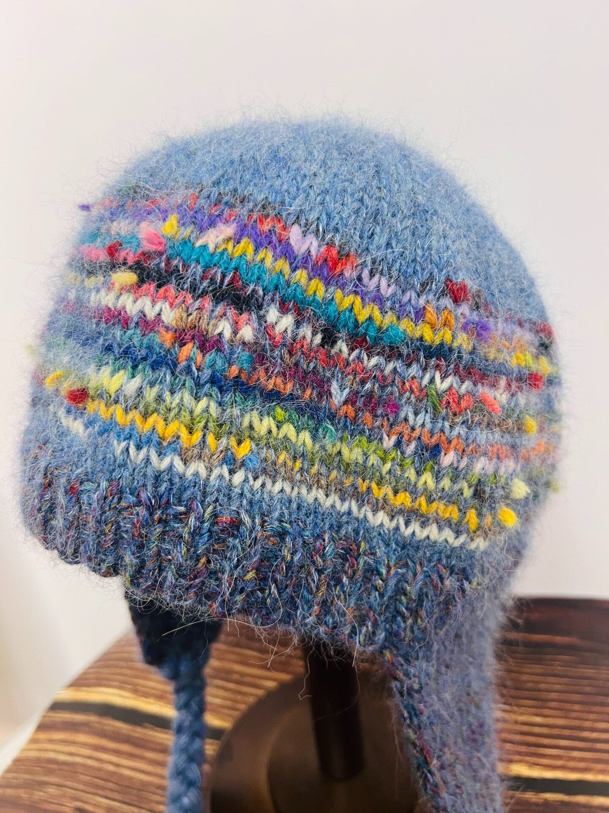 Wool Mohair Earflap Hat with Pom Pom