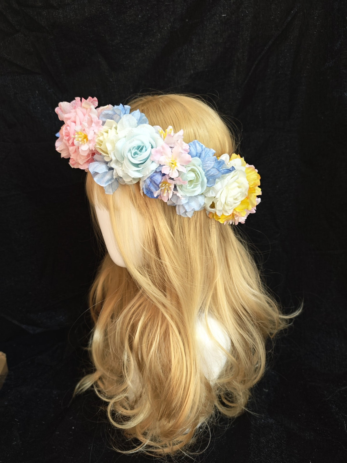 Handcrafted Pastel Flower Crown with Ribbons