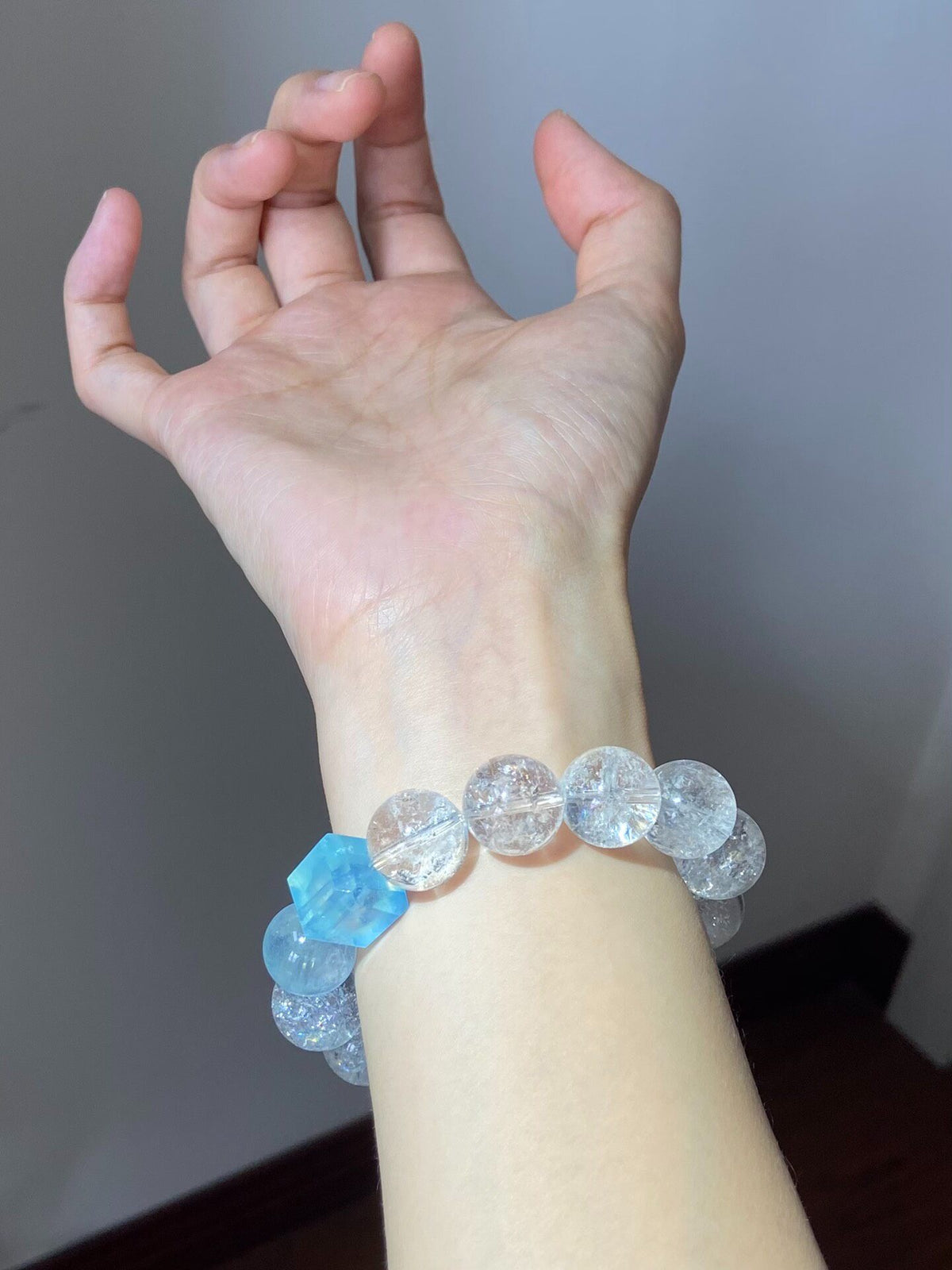 Aquamarine Quartz Beaded Bracelet 14mm