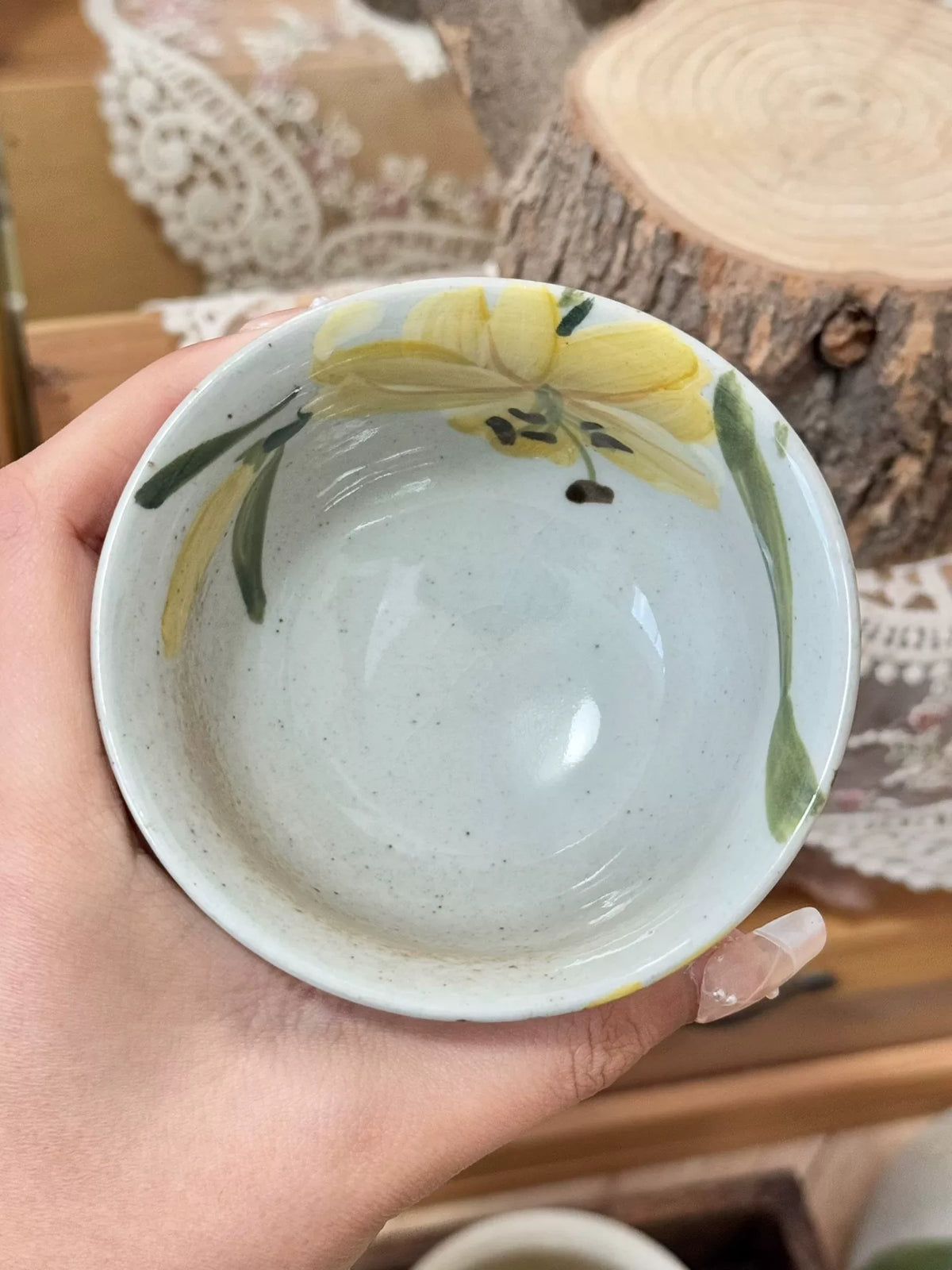 Hand Painted Ceramic Lily Dessert Cup