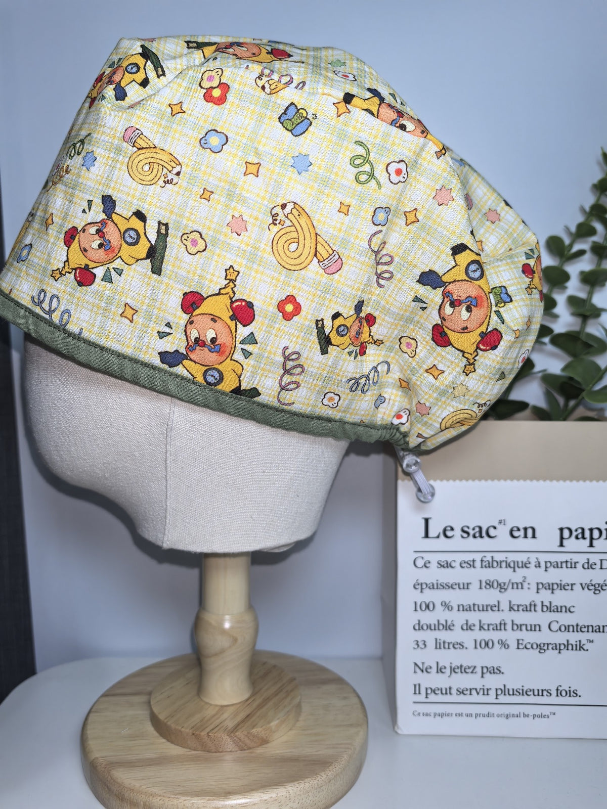 Pure Cotton Gingham Print Surgical Cap