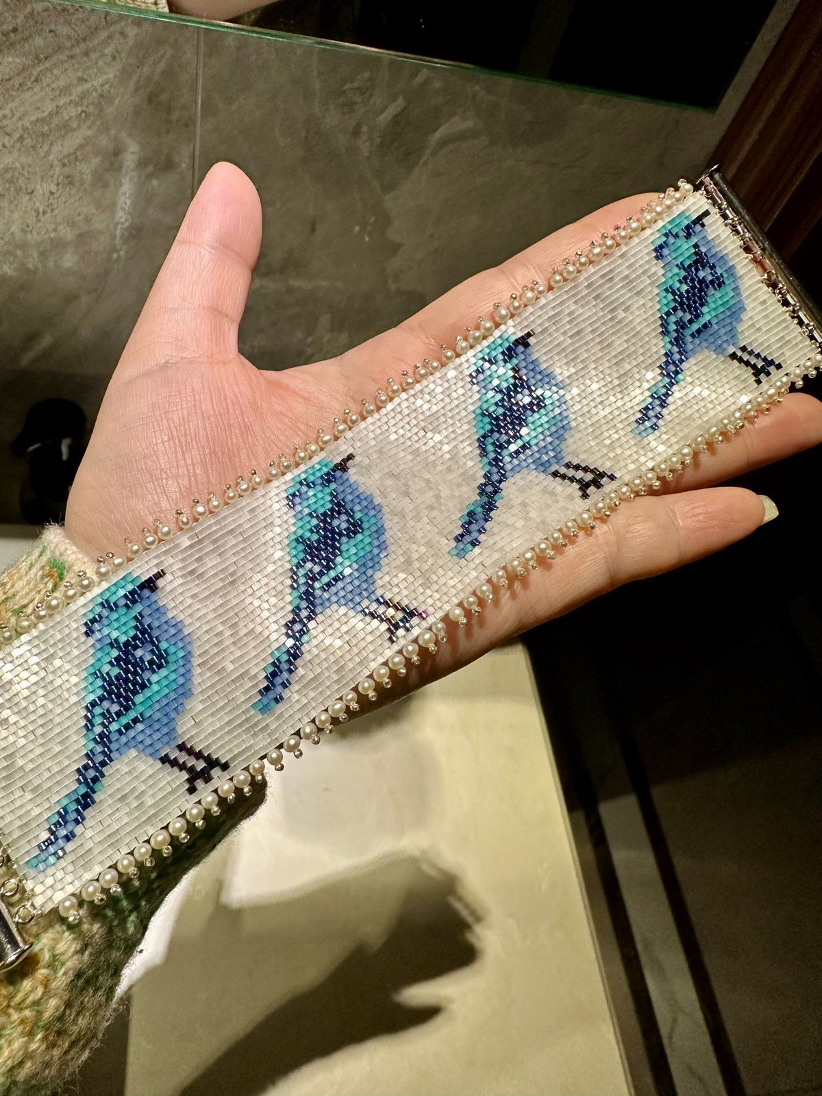 Blue Bird Beaded Wrist Chain