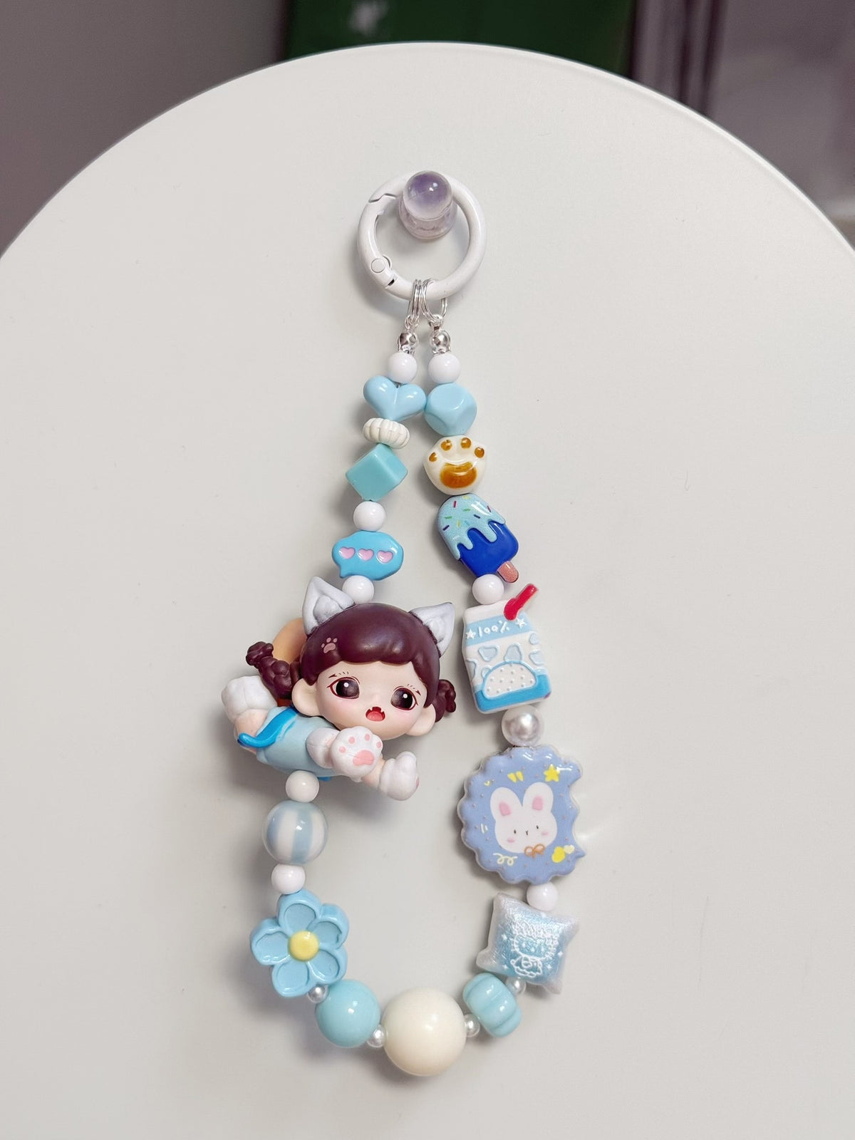 Cat Ear Doll Beaded Phone Strap Charm