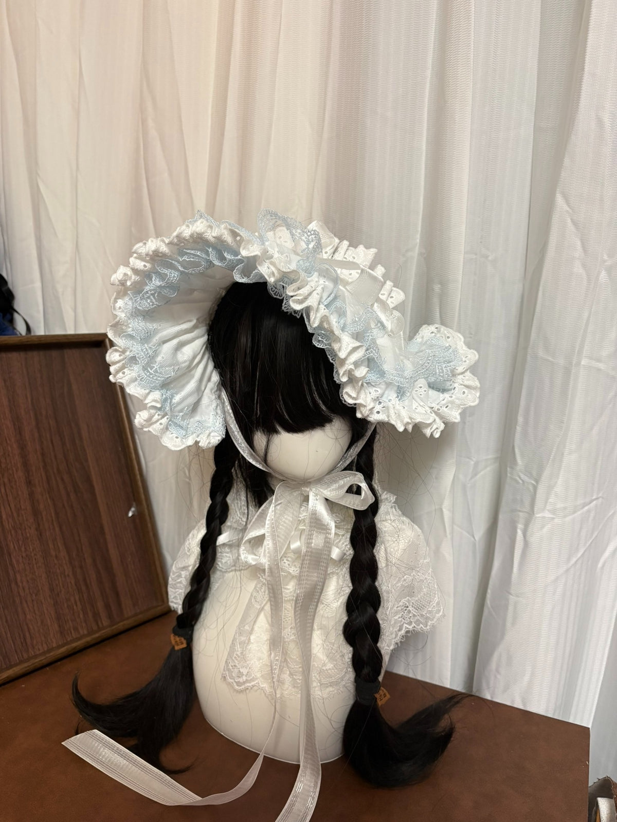 White Blue Lolita Bonnet Headband