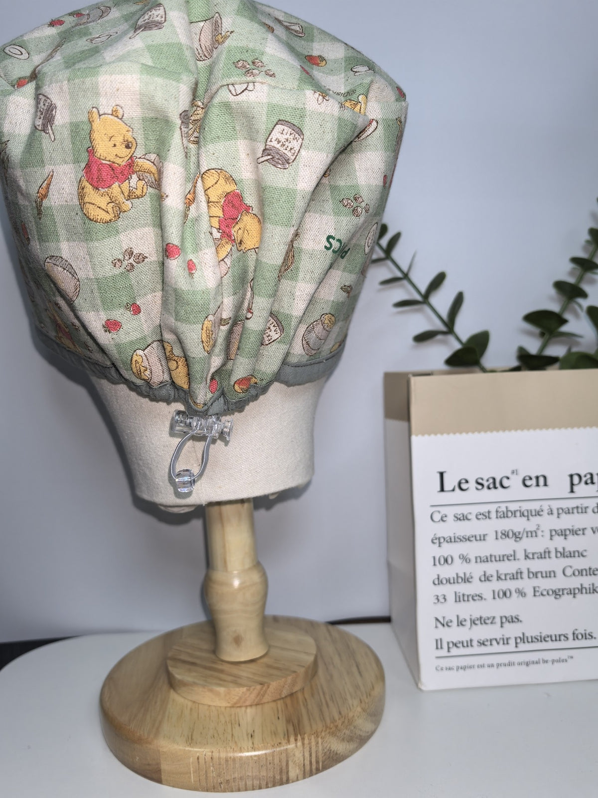 Cotton Linen Winnie the Pooh Bouffant Cap