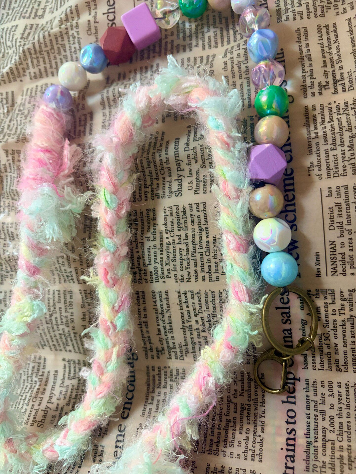 Handmade Macaron Phone Crossbody Strap Mixed Threads