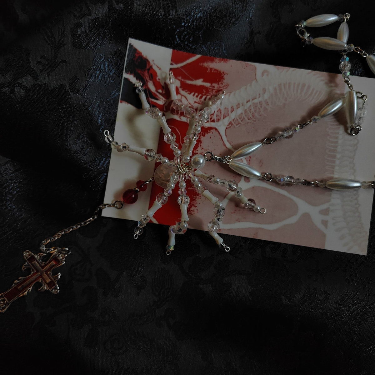 Poseable Bead Spider Lariat Necklace