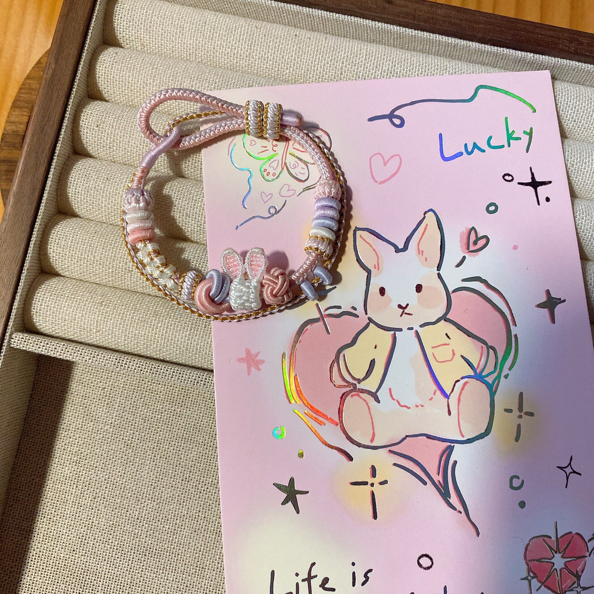 Handwoven Rabbit Adjustable Sliding Knot Bracelet
